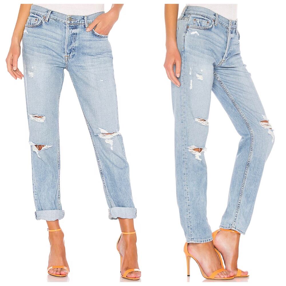 GRLFRND Olivia Boyfriend Jean Double Take Distressed